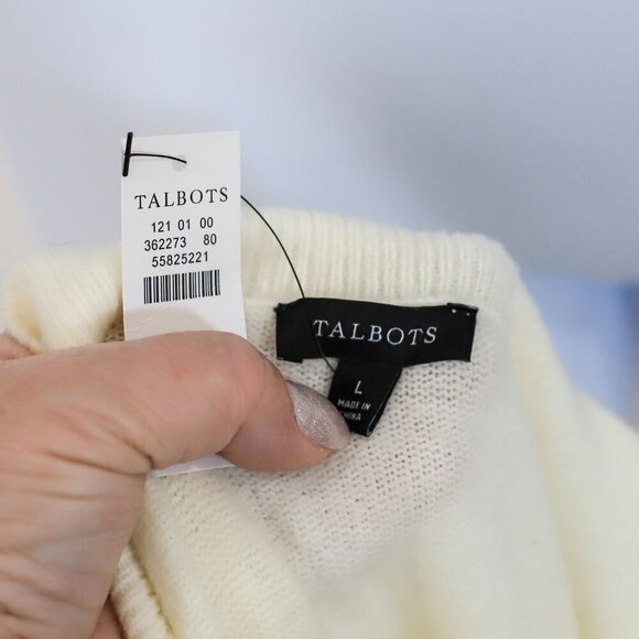 NWT Talbots L cream embellished sparkly covered button cardigan - Picture 6 of 7